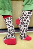 Leopard Bamboo Sock Natural Red